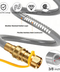 Three Eighths Inch Natural Gas Hose With Quick Connect Fitting For Grills And Heaters CSA Certified Flexible Low Pressure Gas Line