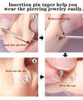 Pro Grade Piercing Tool Kit With Tapers Ball Grabber And Guides For 14G 16G 18G 20G Piercings instruction steps for jewelry insertion and removal