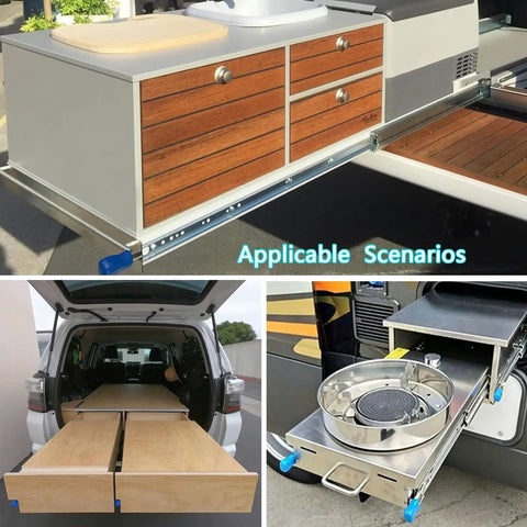 Heavy-Duty Locking Drawer Slides With Side-Mount Ball Bearing Rails Full Extension Track Glides For Cabinets And Cupboards 550mm 22in Length High Load Capacity Smooth Quiet Operation For Heavy Use in various applications.