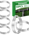 Beefy Heavy Duty 50 Pieces 1 Inch Irrigation Hose Clamps For Drip System Leakproof Stainless Steel Double Gripping Pinch Clamp For 1 Inch Pipes And Fittings with packaging.