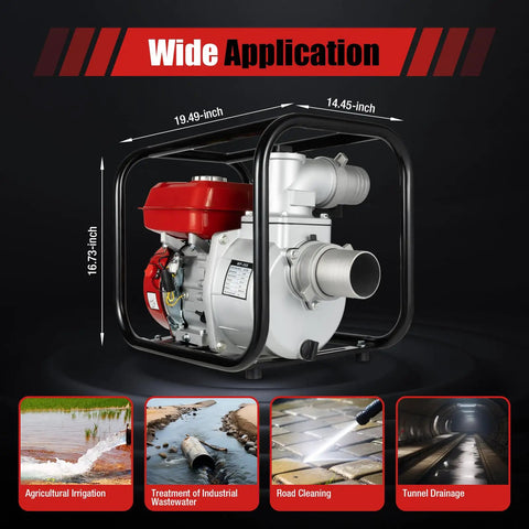 Heavy Duty 75Hp Gas Powered Water Transfer Pump 3 Inch 60 M3 Hr Flow 91 Ft Head showcasing industrial pump with aluminum casing for irrigation.
