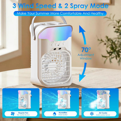 Chill Anywhere With This Dual Nozzle Portable Evaporative AC With Remote 3 Speeds Timer 70 Degree Airflow 1600ML Tank