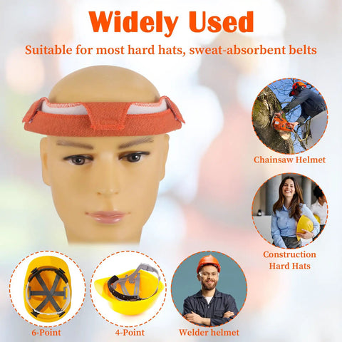5 Pack Hard Hat Liner Sweat Bands Washable Flame Retardant Cotton Welding Helmet Sweat Bands display on mannequin head with helmet use examples