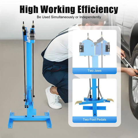 Heavy Duty 18 Gauge Sheet Metal Shrinker And Stretcher Press With Foot Pedal Stand And One Inch Deep Throat Dual Jaw Vise For Grease Monkey Approved Auto Bodywork And No Sweat Custom Fabrication