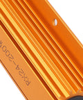 Heavy Duty 200W 8 Ohm High Power Resistor With Rugged Aluminum Housing And Mounting Holes, Industrial Grade Electrical Component For Power Supplies And Audio Equipment, Durable And Reliable, orange aluminum housing close-up