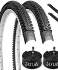 24x1.95 Mountain Bike Tire And Tube Set With Schrader Valve Includes 2 Tire Levers Compatible With 24 Inch MTB BMX Off Road Bikes