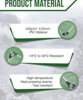 Clear Heavy Duty PVC Outdoor Tarp With Grommets For Weatherproof Coverage, material and temperature details displayed, 15 Mil Thick.