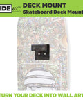 Steel Skateboard Deck Display Wall Mount No Drill Hanger For Decks Turn Your Skates Into Floating Wall Art Without Drilling Any Holes Patent Pending Today showing mounted deck
