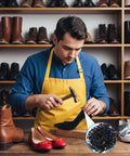Man repairing shoe with Heavy Steel Upholstery Carpet Tacks Bulk For Furniture Repair And Woodworking Knockout Durability With Blued Rust Resistant Finish Perfect For Stair Runners And Boot Sole Repair Solid As Rock.