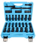 One Half Inch Drive Impact Socket Set, Beefy 29 Pieces With SAE Eighths To One Inch And Metric Ten To Twenty Four Millimeter Sizes