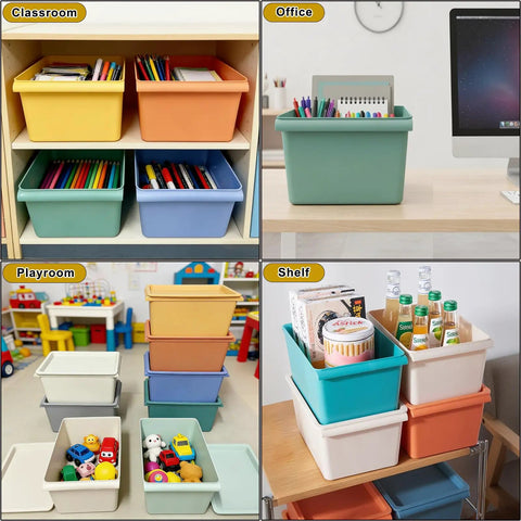 8 Pack Stackable Storage Bins With Lids 5 Quart Plastic Toy And Craft Organizer Boxes Colorful Containers