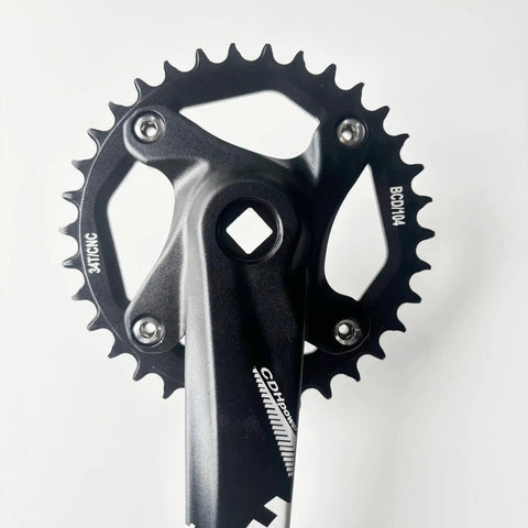 Square Taper Mountain Bike Crankset With 34T Chainring 170Mm Crankarms 104 BCD 4Mm Chainring Thickness CNC Aluminum Alloy
