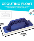 Grouting Bucket Kit With Sponge Floats And Wheels For Tile Work And Grout Cleaning, close-up of rubber grout float dimensions.