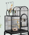 Paulownia Wood Nesting Box For Pet Birds Super Cozy Insulated Breeding Home in a birdcage with budgies and cockatiels.