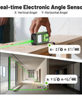 Green Laser Distance Meter Pro Grade With Angle Sensor And Rechargeable Battery, 196 Ft Range, 1/16 Inch Accuracy, Meters Inches Feet Units, Pythagorean Mode, Measures Distance Area And Volume For DIY Projects on wood and hallway