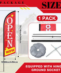 Now Open Feather Flag Pole Kit With Ground Stake Water Bag And Travel Bag Portable Outdoor Advertising Flag Banner displayed.