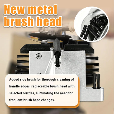 Game Changer Electric Portafilter Cleaner And Espresso Puck Vacuum brush head, metal construction, designed for thorough cleaning and easy replacement.