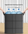 Tough As Nails Moving Storage Bags 2 Pack Hella Spacious Zippered Closet Organizers For Clothes Built To Handle Heavy Loads carrying three water bottles.