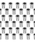 Flat Head Knurled Rivet Nuts Kit Stainless Steel 120 Piece Set Threaded Rivets displayed in a grid pattern.