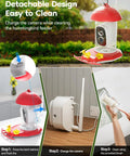 Hummingbird Feeder With Camera For Outdoors Solar Powered 2K Live Video AI Bird ID Ant Guard Base Bee Proof With 3 Feeding Ports Smart Bird Watching Gift.