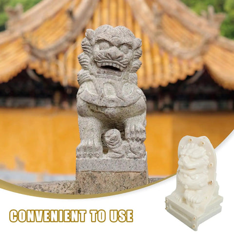 Dope Pair Chinese Lion Statue Molds for Cement or Plastic Casting Reusable Garden Guardian Lion Mold Easy to Use DIY Kit