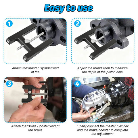 Pro Grade Brake Booster Push Rod Adjustment Tool With Magnet, Vehicle Pedal Length Gauge For Precise Master Cylinder Tuning, Durable Alloy Construction, Universal Fit For SUV Truck Auto Repair on brake booster and master cylinder