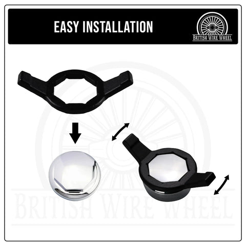8-Sided Hex Knock Off Wheel Wrench For Wire Wheels And Lowriders Install And Remove Octagon Spinner Caps On Rims And Cars diagram