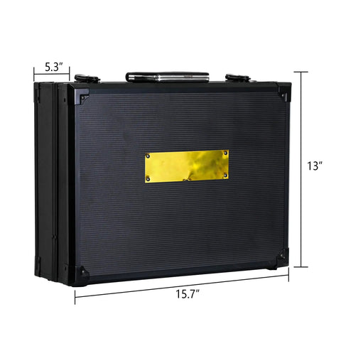 247 Piece Basic Home Repair Tool Set With Aluminum Case And Ample Pocket Storage closed black case with gold plate