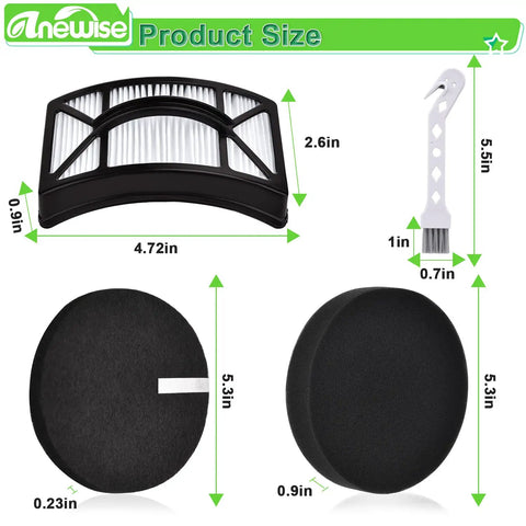 Get These Killer Hepa Filter Replacements That Work Great With Your Bissell Cleanview Vacuum Models 2486 2487 2488 2490 2492 And Powerclean 2494 Matching Parts 1604130 1601972 1608225 Includes Two Hepa And Four Foam Felt Filters product size and cleaning brush