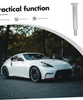 Heavy Duty Rear Suspension Arm Bolt With Badass Durability And A Zero Hassle Fit That Delivers Rock Solid Handling And Keeps Your Daily Driver Rolling Smooth Today next to a white sports car.