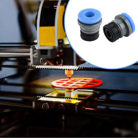 20 Pack PTFE Pneumatic Valve Heads With Caps For 3D Printers on a working 3D printer bed