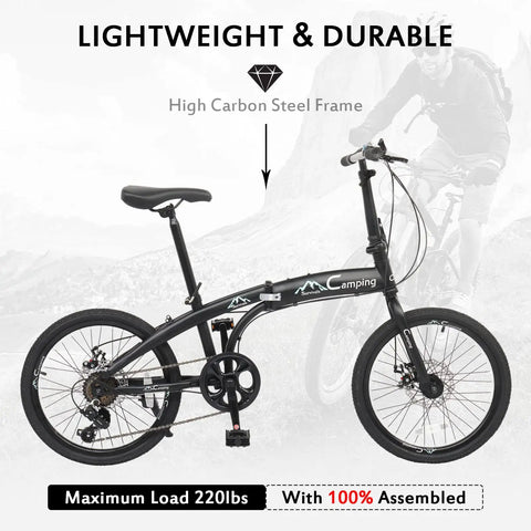 20 Inch Folding Bike With 7 Speed Shimano System Ready To Ride 100 Percent Assembled Dual Disc Brakes Fork Suspension