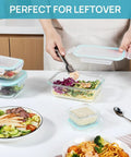 8 Pack Glass Food Storage Containers With Airtight Lids For Meal Prep And Leftovers on kitchen countertop