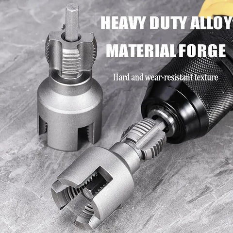 Two In One PVC Pipe Threader Kit For Internal And External Threads, One Half Inch Or Three Quarter Inch, Electric Drill Compatible on display