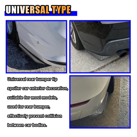 2 Pack Universal Car Rear Bumper Lip Splitter Canard Diffuser With Side Fins Fenders Skirt Protector Exterior Decoration Trim Carbon Fiber Look For Sporty Aero Style And Long Lasting ABS Build installed on vehicles