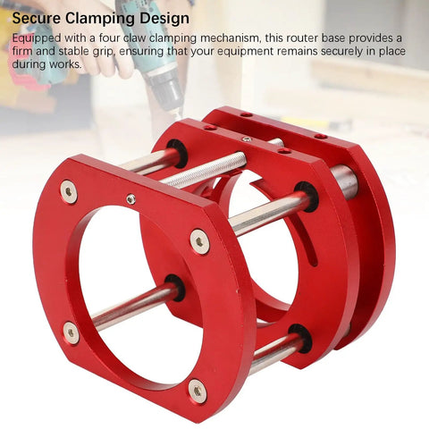 Router Lift Base For Woodworking, Durable Aluminum Alloy And Stainless Steel Build, Effortless Height Adjustment, Table Lifting System With 4 Jaw Clamps, Fits 64mm And 66mm Routers red clamp close-up