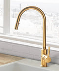 Gold High Arc Kitchen Faucet With Pull Down Sprayer, Single Handle, Dual Function Stream And Spray, Easy Install For Any Kitchen