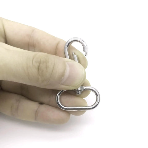 Heavy Duty Silver Swivel Lobster Clasps One Inch Metal Snap Hooks in hand, showcasing solid lock swivel design for bags.