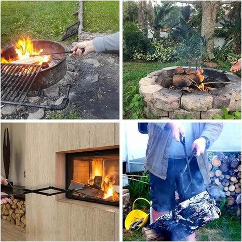 Two Piece Fire Poker And Tongs Set For Fireplace And Campfire, 32 Inch Poker Stick And 25 Inch Tongs, Log Grabber Fire Pit Tools For Indoor Outdoor Use, Durable, Safe And Easy To Maneuver