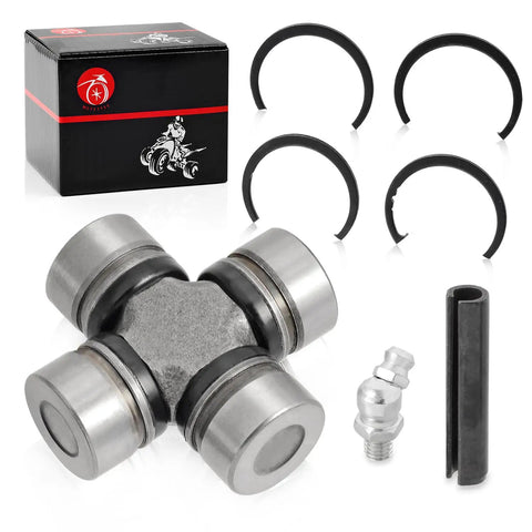 Front And Rear Driveshaft U Joint For Ranger RZR Scrambler And Sportsman UTVs Built To Last Heavy Duty 300 325 330 425 400 500 570 700 EV 800 850 900 1000 Turbo General 1000 4 XP EPS Replacement kit with U joint, clips, and grease fitting