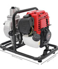 Top Shelf Heavy Duty Four Stroke Gasoline Water Transfer Pump Delivering Kickin High Pressure Output For Efficient Irrigation And Landscape Drainage On Any Job Site Nationwide, side view showing steel frame and engine.