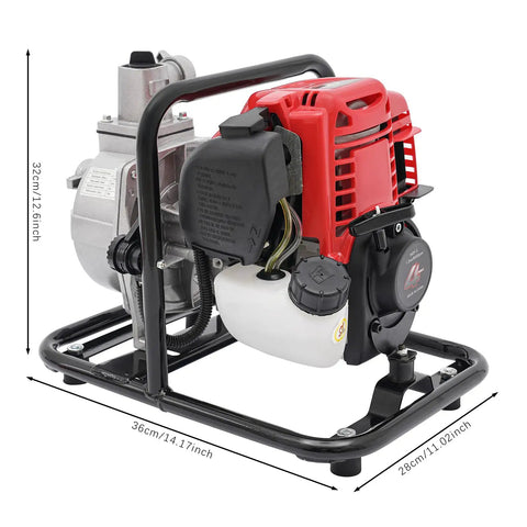 Top Shelf Heavy Duty Four Stroke Gasoline Water Transfer Pump Delivering Kickin High Pressure Output For Efficient Irrigation And Landscape Drainage On Any Job Site Nationwide, side view showing steel frame and engine.