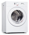 Euhomy compact white front-loading clothes dryer with glass door and stainless steel drum