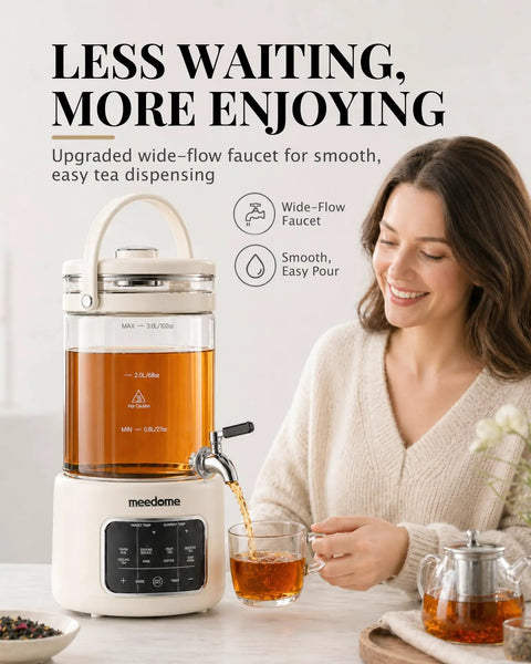 Woman using 3L Electric Kettle And Beverage Dispenser With Infuser And Spigot All In One Health Pot For Iced Tea And Coffee