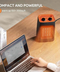 Portable Space Heater With Thermostat, 1500W PTC Ceramic Indoor Heater for desk, ETL Listed, Pet Safe, Orange.
