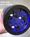 Bottom of Air Riveter With Quick Change Nosepieces showing 3/32 to 1/4 inch capacity storage, high speed pneumatic riveting tool base