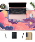 Cute Desk Pad With Kawaii Clouds In Pink And Purple XXL Full Desk Mat For Gaming And Work 31.5 By 15.7 Inches Non Slip Rubber Base