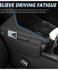 Must Have Upgraded Car Center Console Cover With Microfiber Leather Armrest Cushion And Dual Storage Pockets Universal Fit Car Armrest Storage Box For All Cars Black with ergonomic design in use in vehicle