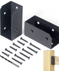 Four Pack Stainless Steel Deck Railing Brackets Connectors For 2x4 Wood Posts Black Finish with screws and drill bit