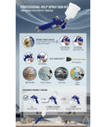 Professional HVLP spray gun kit with brass nozzle, fluid controls, designed for car work and furniture finishes.